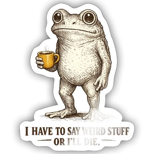 Weird Stuff Frog Coffee Humor - Sticker