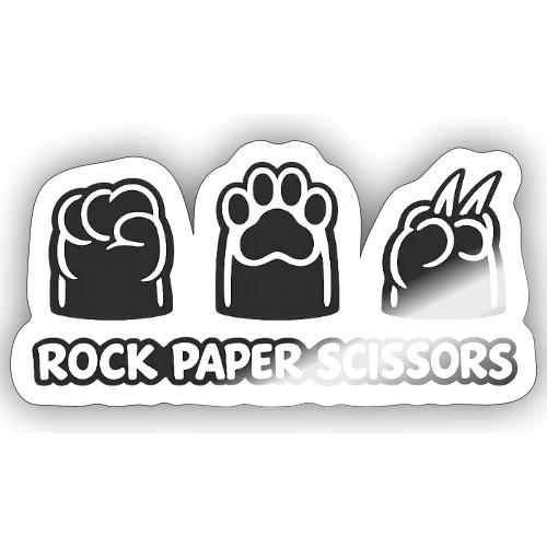 Playful Dog Paw Rock Paper Scissors - Sticker