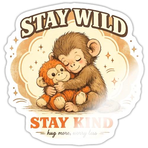 Stay Wild Stay Kind Punch Monkey Hug - Sticker