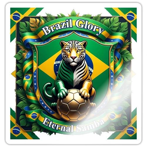 Brazil Jaguar Glory T-Shirt, Flag Pride Badge Gift - Sticker