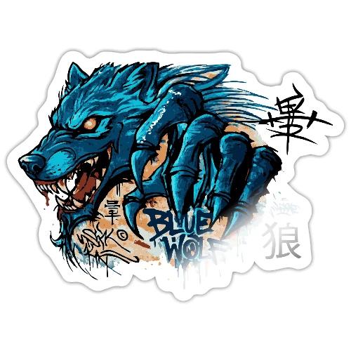 Blue Wolf Graffiti Street Art - Sticker