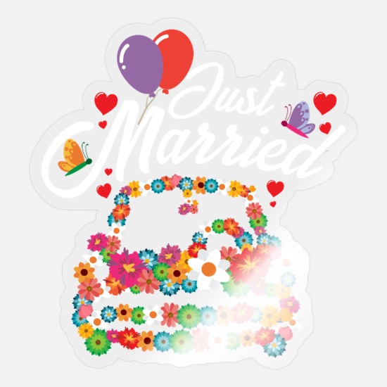 Wings honning Perforering Wedding Just Married Wedding Car Ballons Gift Idea' Sticker | Spreadshirt