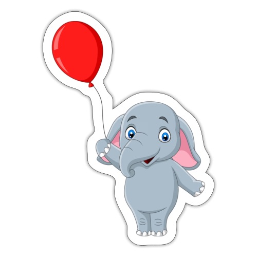 Baby Elephant Holding A Balloon - Sticker