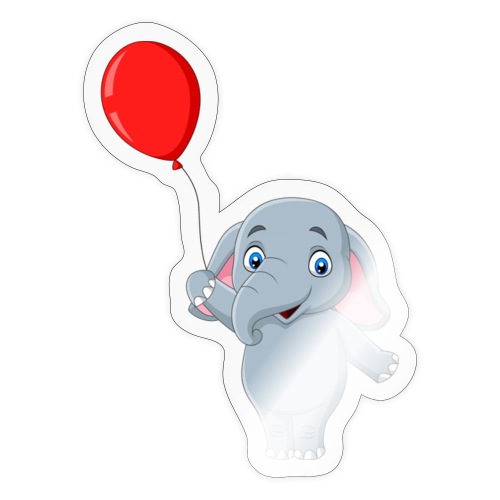 Baby Elephant Holding A Balloon - Sticker