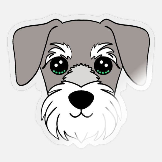 Cute sweet Kawaii little Schnauzer dog cartoon.' Sticker | Spreadshirt