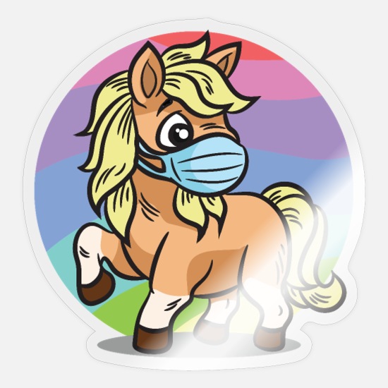 HORSE with face mask Pony Comic colorful Cartoon' Sticker | Spreadshirt