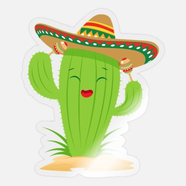 Cuddel Cactus Mexico Maracas And Sombrero' Sticker | Spreadshirt