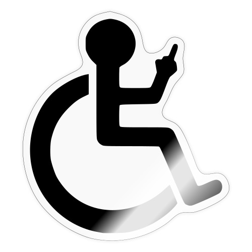 Wheelchair user holding up the middle finger * - Sticker