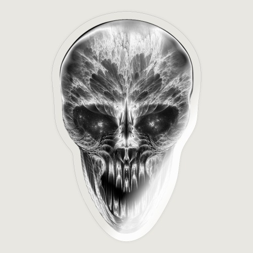 Fractal Gothic Skull White Highlight - Sticker