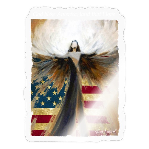 God bless America Angel_Strong color_white type - Sticker