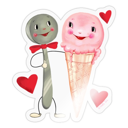 Anthropomorphic Spoon and Ice Cream - Sticker