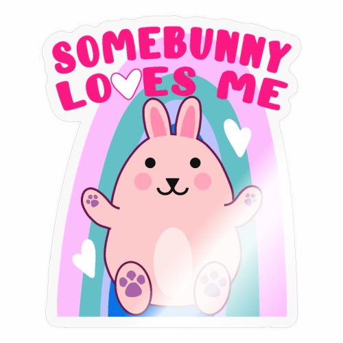 Easter Bunny Rabbit Rainbow Hearts Kawaii Anime LG - Sticker