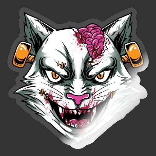 Horror Mashups: Zombie Stein Cat T-Shirt - Sticker
