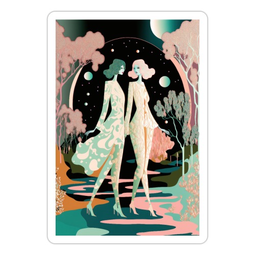 Lovers in the Woods - Two Women in the Forest - Sticker