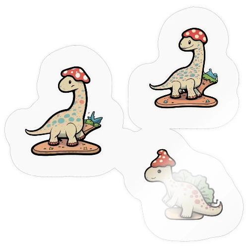 Mushroom Hat Brontosaurus Dinosaur - Sticker