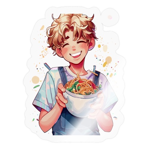 Adorable Aussie Boy Eating Ramen Noodles - Sticker