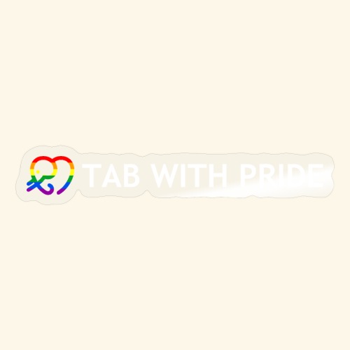 Tab with Pride Rainbow Flag with White Text - Sticker