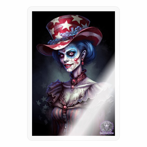 Patriotic Undead Zombie Caricature Girl #17C - Sticker