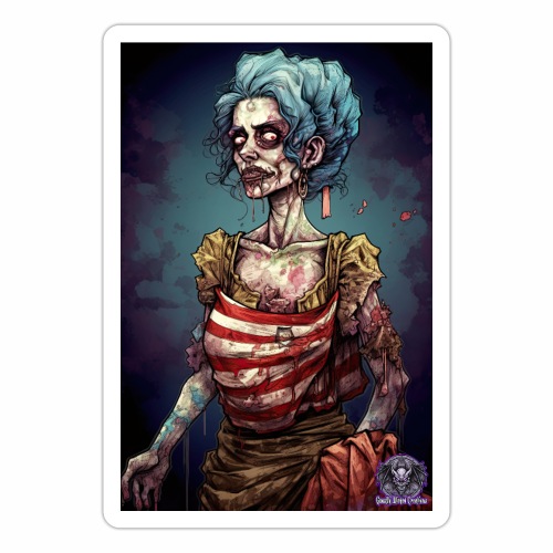 Patriotic Undead Zombie Caricature Girl #20 - Sticker