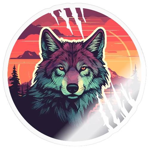 Colorful Wolf Stare - Sticker