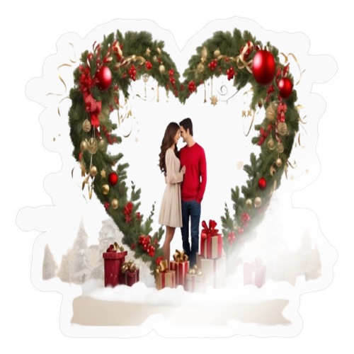 Christmas Heart Lovers, Design gift Couples Xmas - Sticker