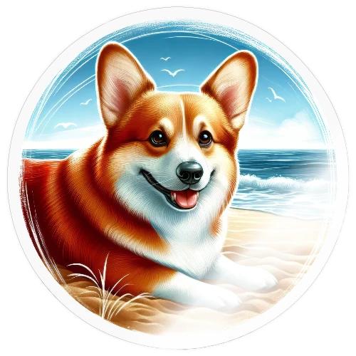 Welsh Corgi Puppy Drawing - Sticker
