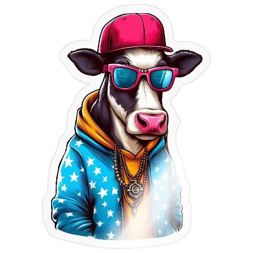 Gangster Cow Wearing a Cap - Sticker