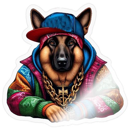 German Shepherd The Rapper Drawing - Sticker