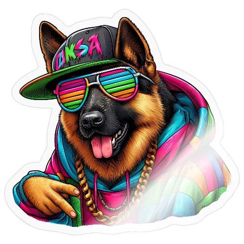 German Shepherd Wearing Rainbow Sunglasses - Sticker