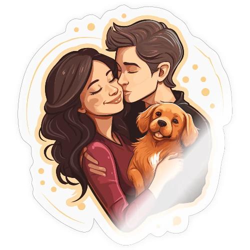 Couple with Dog - Sticker