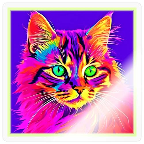 Vivid Feline Design - Sticker
