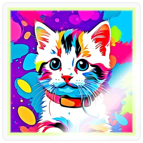 Colorful Kitty Art - Sticker