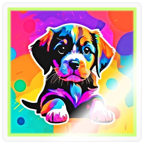 Vibrant Puppy Artwork - Sticker