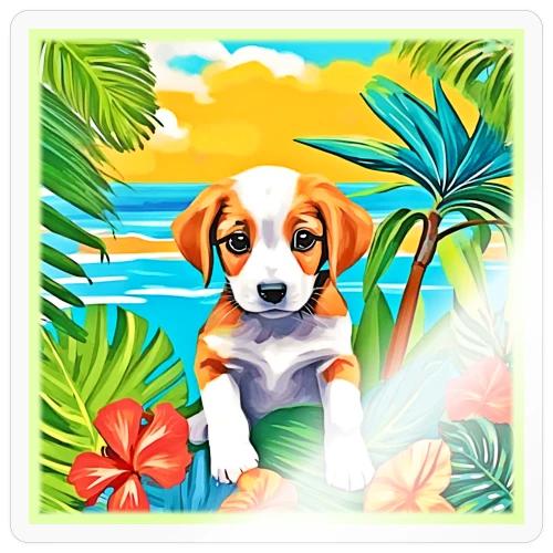 Beach Pup Paradise View - Sticker