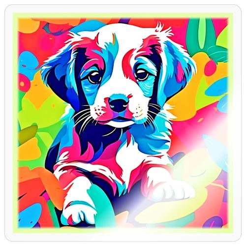 Colorful Puppy Artwork - Sticker