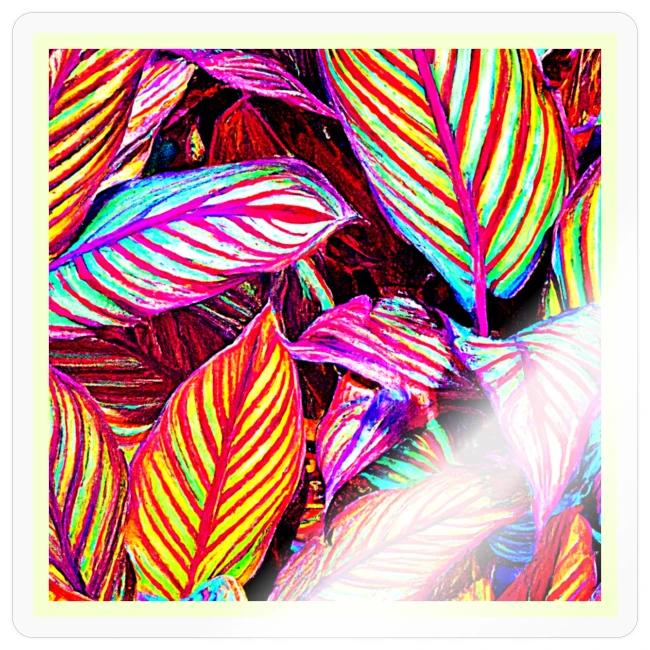 Striped Neon Leaves Design