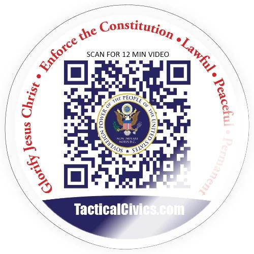 Round Decal Tactical Civics ™ with QR code - Sticker