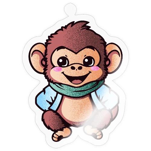 Adorable Happy Monkey in Scarf - Sticker