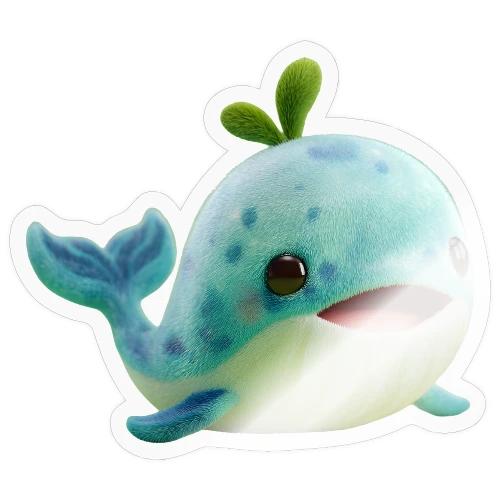 Playful Green-Blue Baby Whale - Sticker
