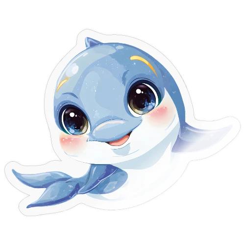 Joyful Blue-White Baby Dolphin - Sticker