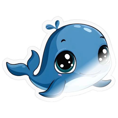 Smiling Blue Baby Whale - Sticker