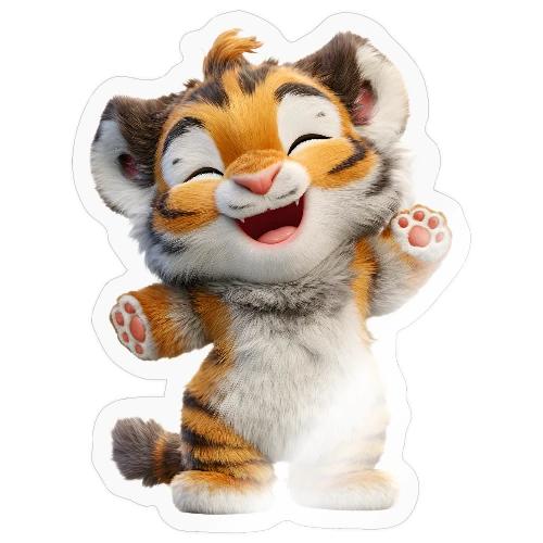 Energetic Baby Tiger Standing with Joy - Sticker