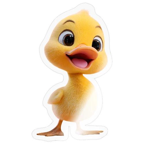 Bright Yellow Baby Duck Smiling - Sticker