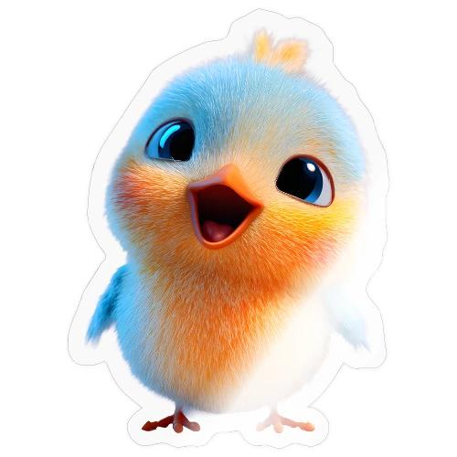 Colorful Cartoon Baby Bird in Orange and Blue - Sticker