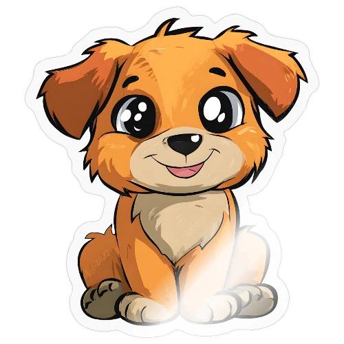 Cute Sitting Puppy Cartoon with Big Eyes - Sticker