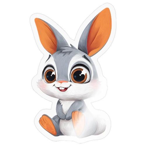Multicolor Baby Rabbit Cartoon Sitting - Sticker