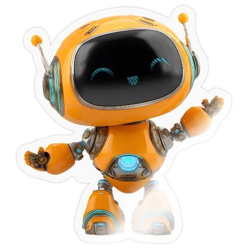 Playful Orange 3D Cartoon Robot for Kids - Sticker