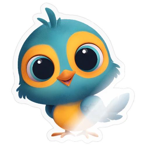 Joyful Cartoon Bird Standing in Yellow and Blue - Sticker