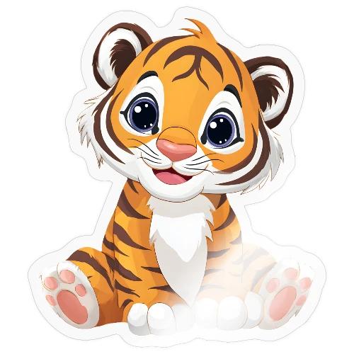 Adorable Cartoon Tiger Cub with Innocent Eyes - Sticker