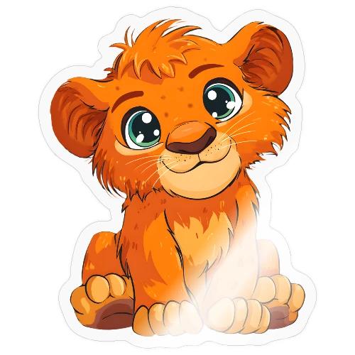 Sweet Cartoon Lion Cub with Big Innocent Eyes - Sticker